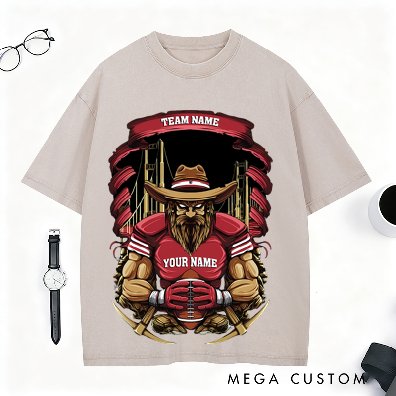 Personalized Cowboy Football T-Shirt Custom Team and Name for a Bold Western Style