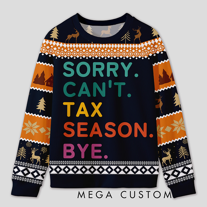 Personalized Tax Season Survival Humor Ugly Sweater Office Holiday Party Gift for Accountants