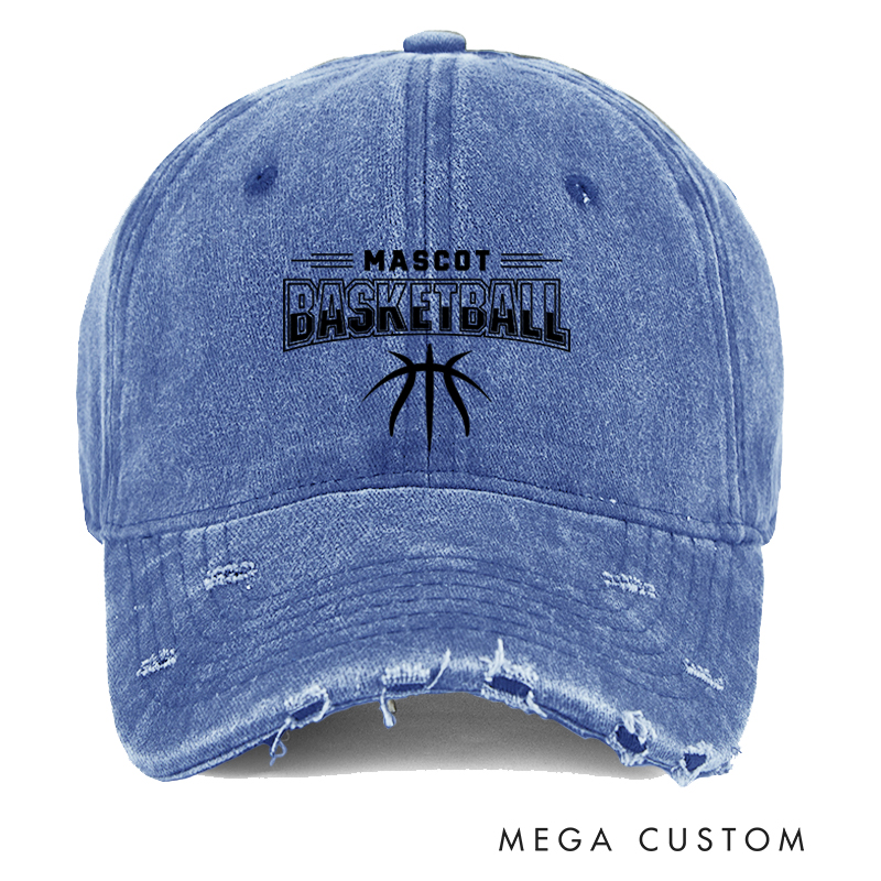 Personalized Mascot Basketball Distressed Cap with Custom Team Design