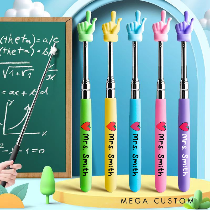 Personalized Teacher Retractable Finger Reading Stick Custom Teacher Name Funny Teaching Aids Gift