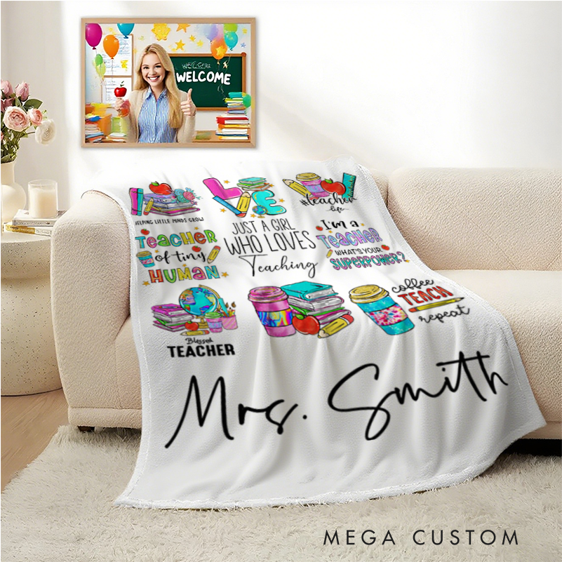 Personalized Teacher Blanket Just a Girl Who Loves Teaching Design Teacher Blanket Gift for Teacher