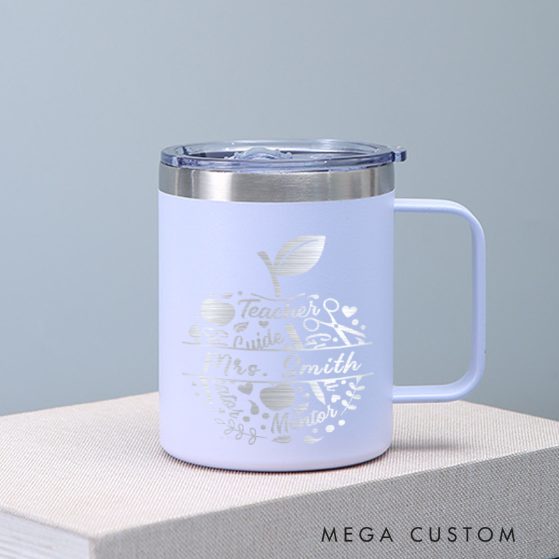 Personalized Teacher Laser Engraved Coffee Mug Custom Apple Teacher Design Coffee Mugs Insulated Stainless Steel Mugs Creative Teacher Gift