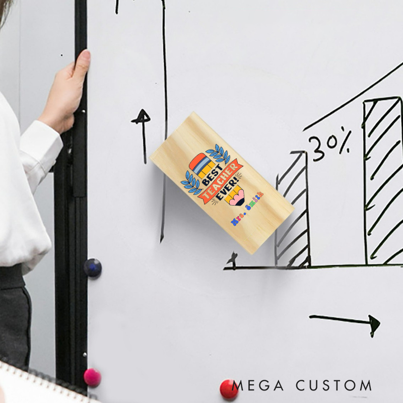 Personalized Magnetic Wooden Whiteboard Erase Best Teacher Ever Design Appreciation Gift for Teachers