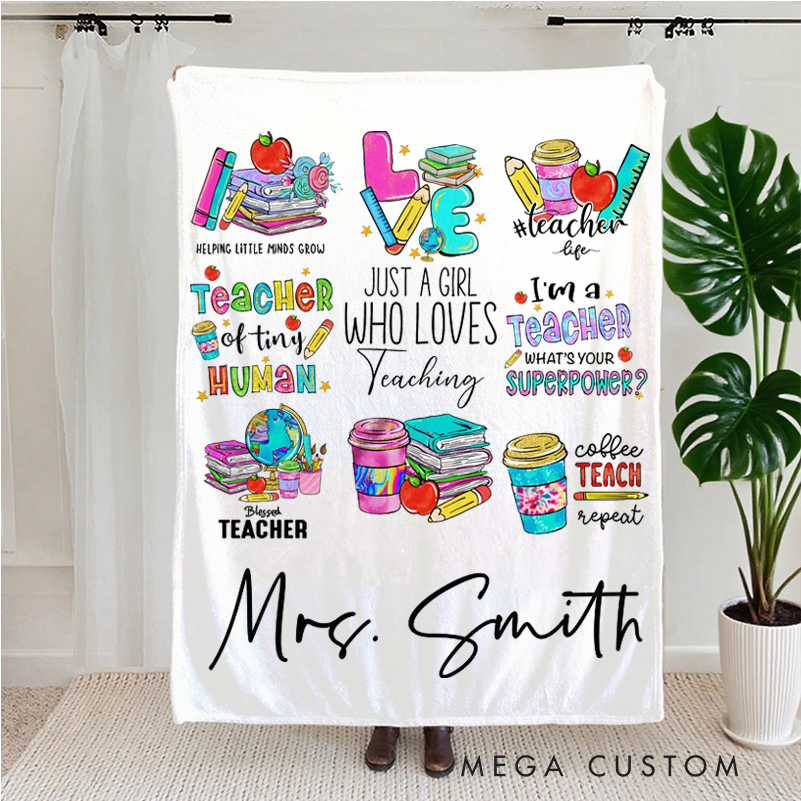 Personalized Teacher Blanket Just a Girl Who Loves Teaching Design Teacher Blanket Gift for Teacher