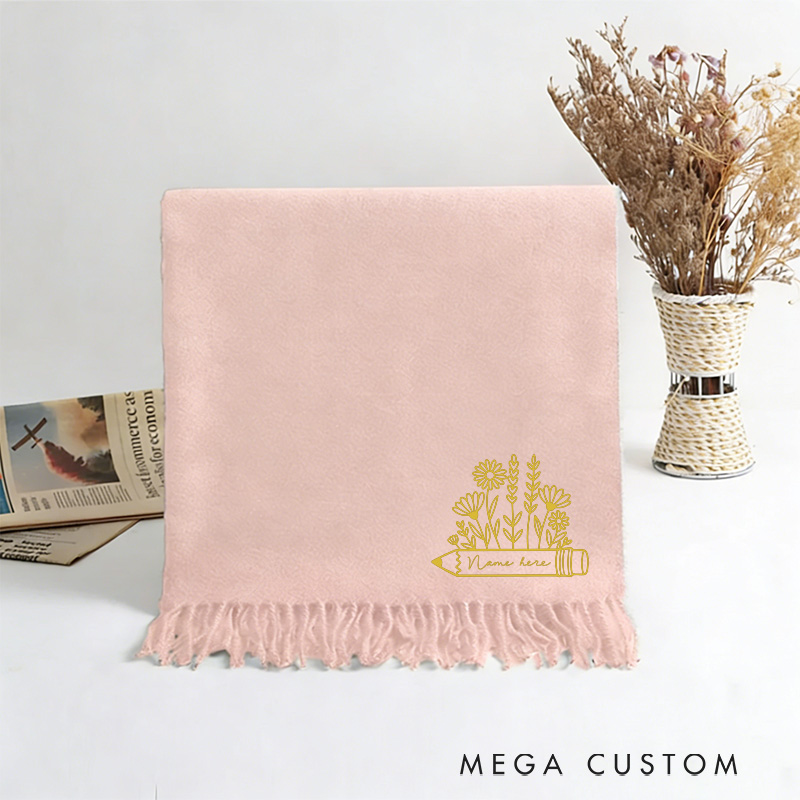 Personalized Flower Teacher Scarf Custom Name Thanksful Gift for Teachers