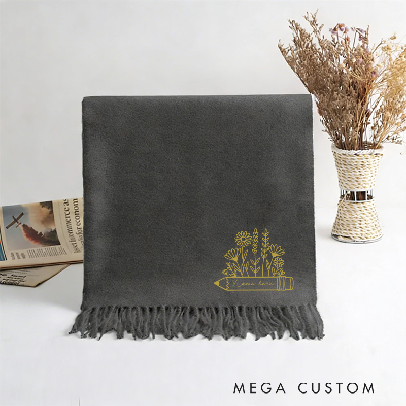 Personalized Flower Teacher Scarf Custom Name Thanksful Gift for Teachers