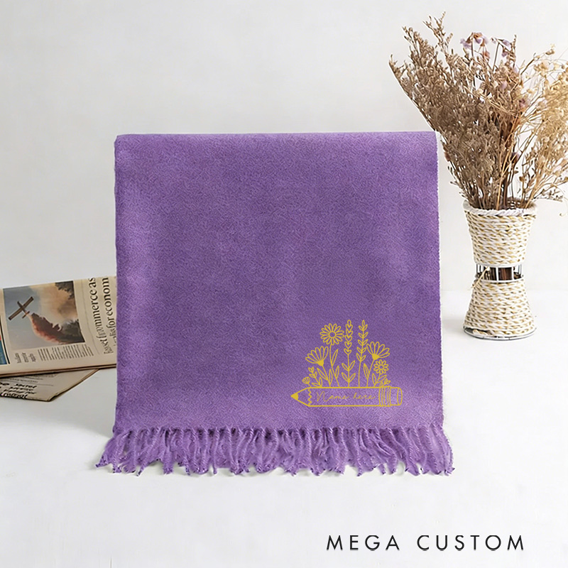 Personalized Flower Teacher Scarf Custom Name Thanksful Gift for Teachers