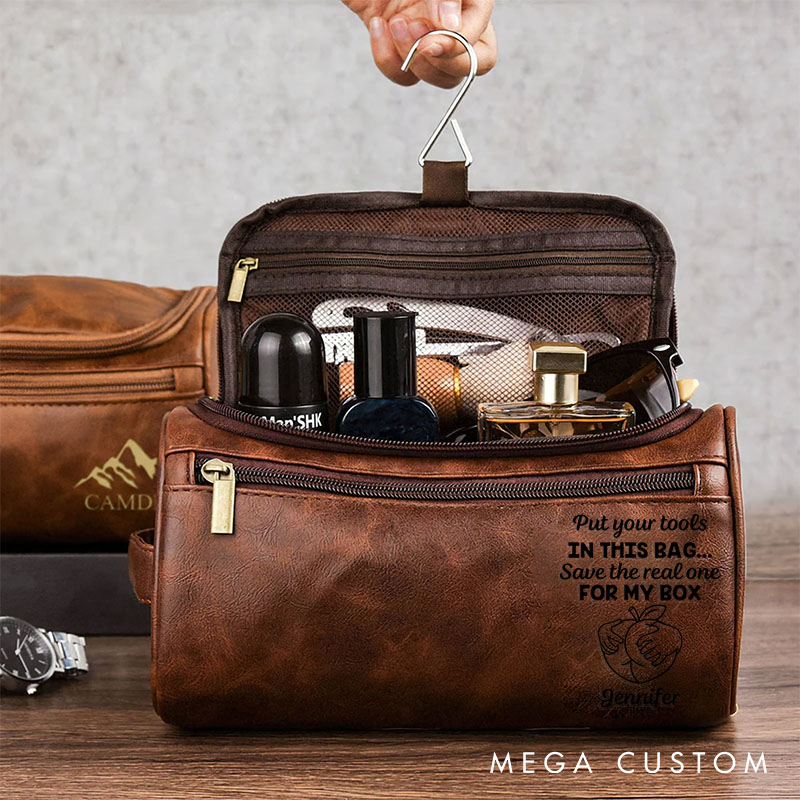 Personalized Cheeky Leather Toiletry Bag for Husband Custom Leather Toiletry Bag Valentine's Gift for Him Boyfriend Gift