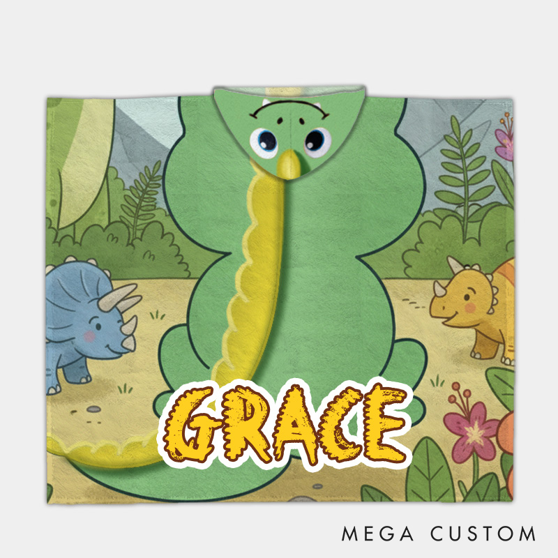 Personalized Imaginative Fantasy Theme Hooded Blanket Custom Name Practical Fun Gift for Kids Indoor Outdoor