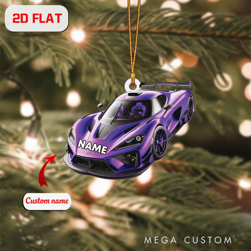 Personalized Christmas Acrylic Ornament Racing Car Design Ornament Gift for Racing Lovers