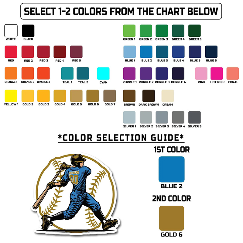 Personalized Baseball Sticker with Batter Graphic and Custom Name  