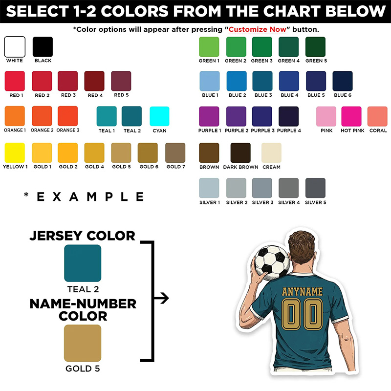 Personalized Women's Soccer Jersey Sticker Custom Name and Number Decal