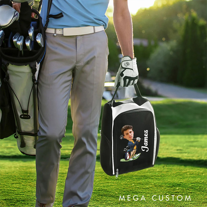 Personalized Golf Face Photo Design Shoe Storage Bag for Golf Lovers