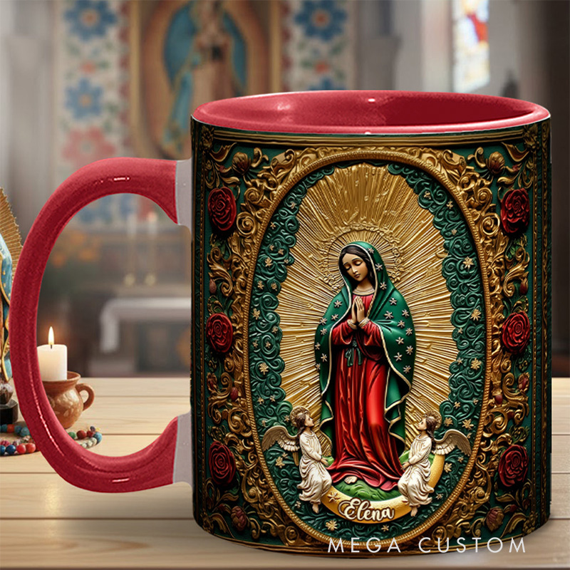Personalized Our Lady of Guadalupe Ceramic Mug with Name Religious Inspirational Gift Catholic Gift for Women