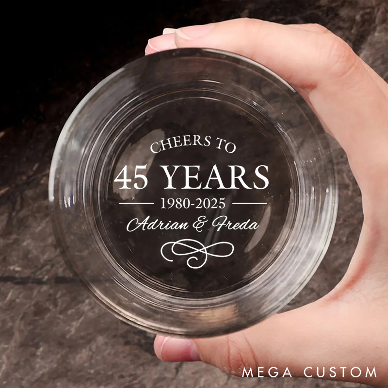 Personalized Cheers to Anniversary Years Whiskey Glass Couple Anniversary Whiskey Glass for Husband Wife Couple Anniversary Gift Glass for Wine Lover