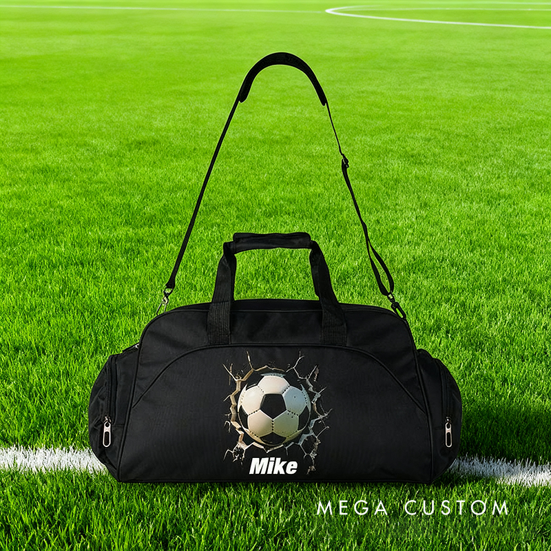 Personalized Soccer Duffel Bag with Custom Name and 3D Ball Design