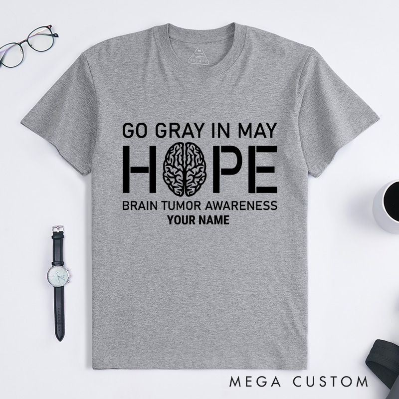 Personalized Go Gray in May T-Shirt Brain Tumor Awareness Month Gift