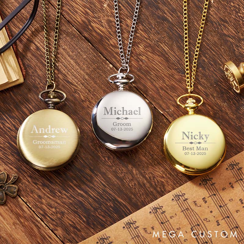 Personalized Best Man Gift Pocket Watch Custom Engraved Pocket Watch with Chain Bachelor Party Gift for Groomsmen and Best Man
