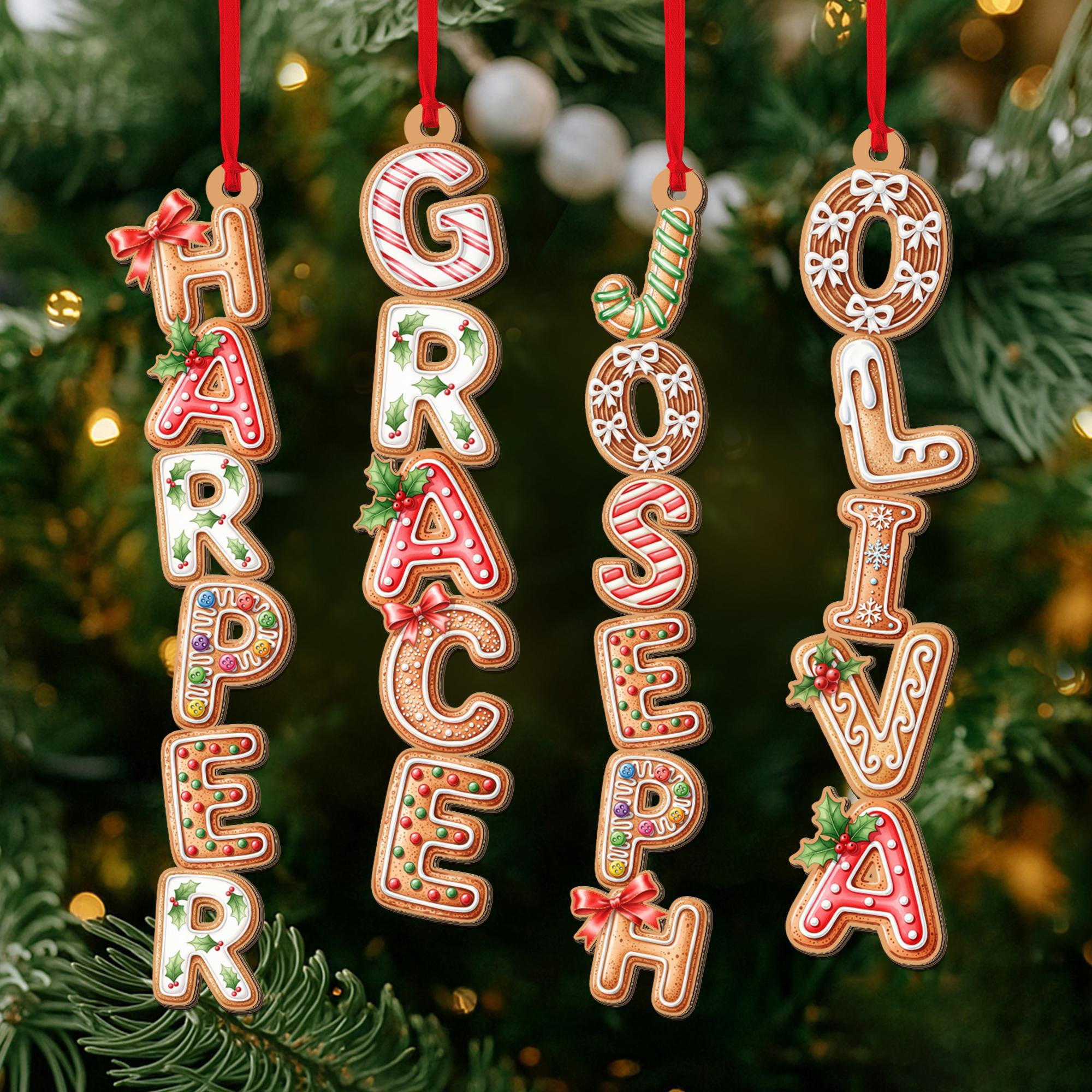 Personalized Gingerbread Alphabet Ornament Custom Gingerbread Alphabet Ornament Kids Name Ornament Christmas Tag for Stockings Kids Christmas Gifts Christmas Ornaments for Family