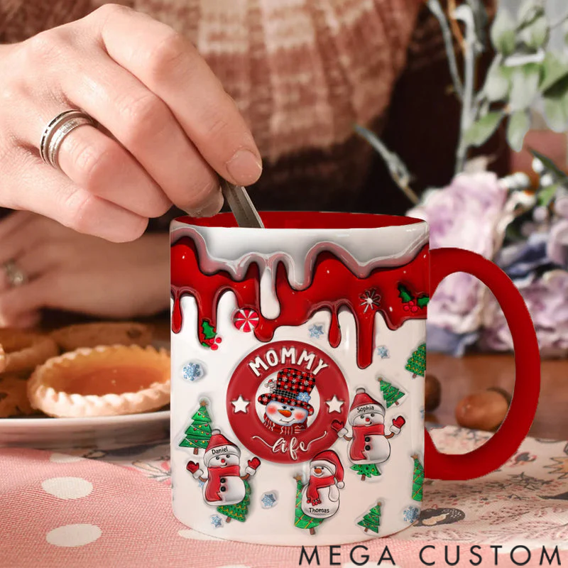Personalized Custom 3D Inflated Effect Printed Mug - Grandma Life Snowman With Grandkids Mug