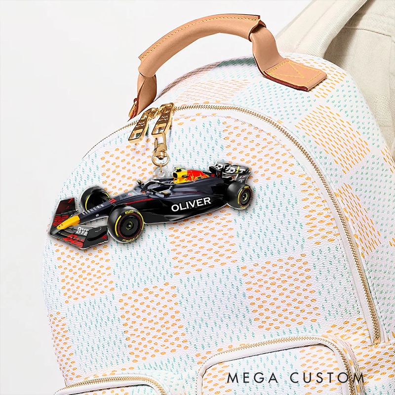 Personalized Acrylic Keychain Custom Name Racing Car Keychain Gift for Racer and Car Lovers