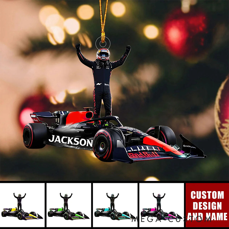 Personalized Racer Christmas Ornament with Winning Racer Design Gift for Racers and Racing Lovers