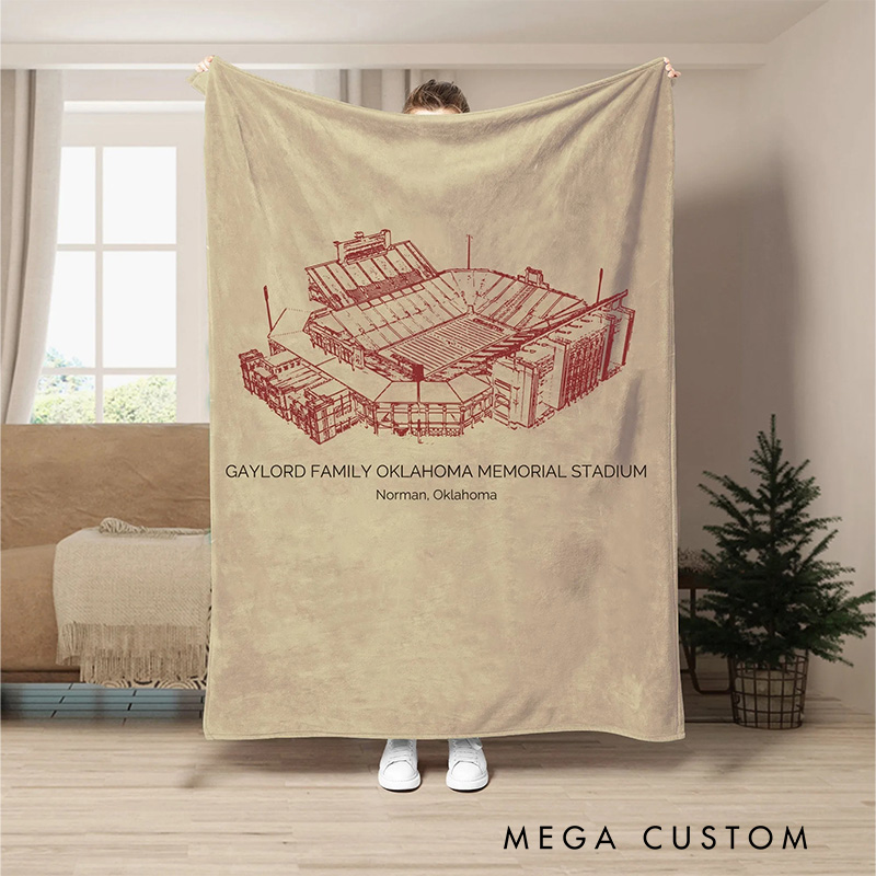 Personalized Gaylord Family Oklahoma Memorial Stadium Football Blanket with Celebrate Your Favorite Venue in Style