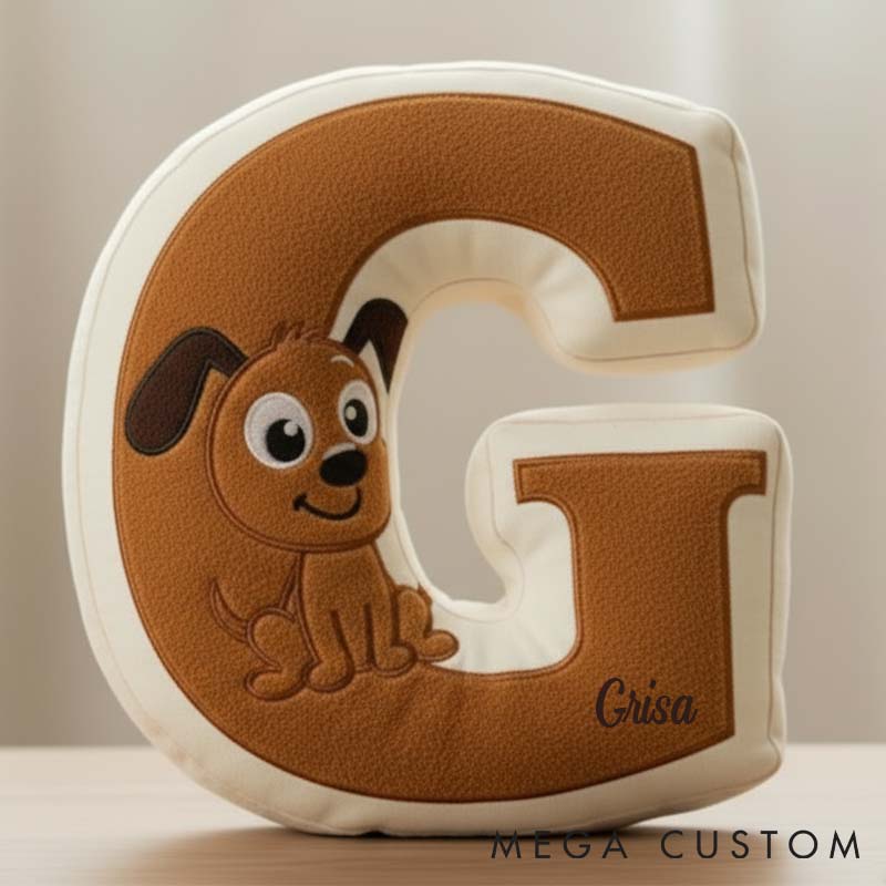 Personalized Dog Lover Letter Pillow with Dog Custom Name Design
