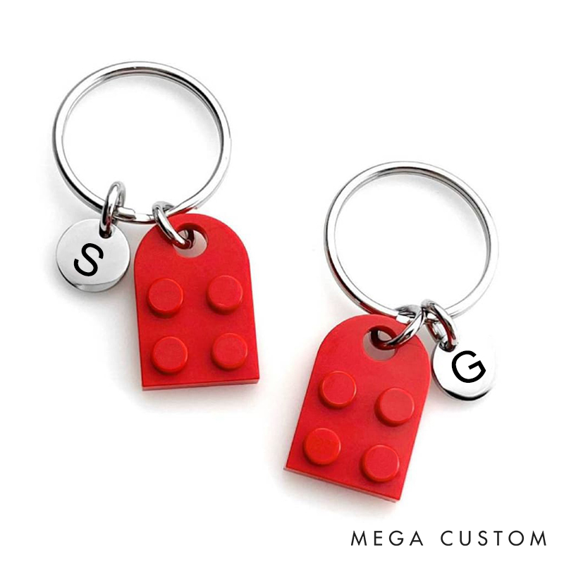 Personalized Couple Initials Heart Keychain Set Anniversary Initials Matching Keychains Valentine's Day Gift for Husband Wife Boyfriend Girlfriend