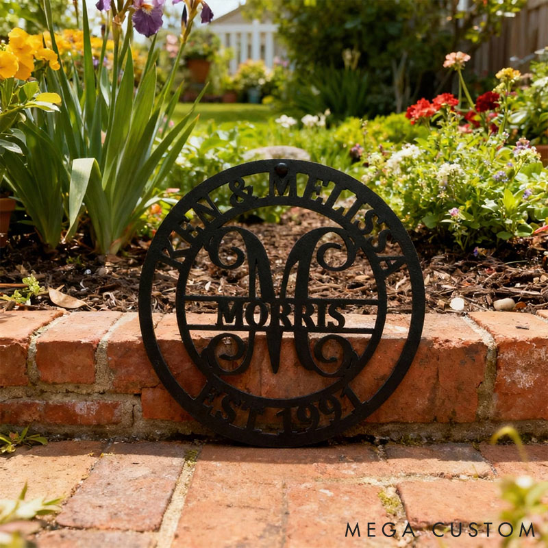 Personalized Couple Name Metal Monogram Sign or Ornament Custom Last Name Sign Couple Wedding Gift Newlyweds Holiday Gift Anniversary Gift