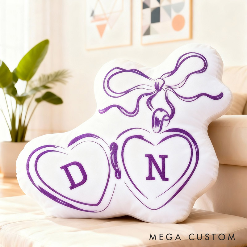 Personalized Couple Bow Locked Initials Pillow Custom Wife Husband Pillow Newlyweds Wedding Sentimental Cushion First Christmas Married Gift