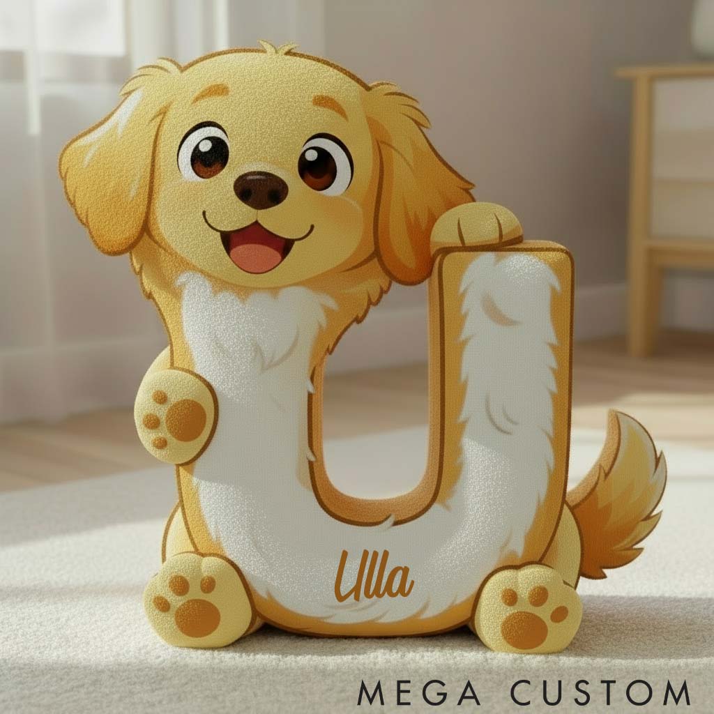 Personalized Dog Lover Golden Retriever Letter Pillow with Custom Name  Graphic 3D Print Pillow