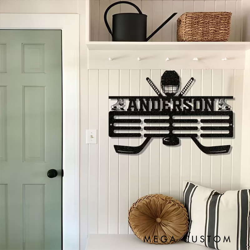 Personalized Hockey Player Metal Wall Art with Custom Name for Kids Room Metal Decor