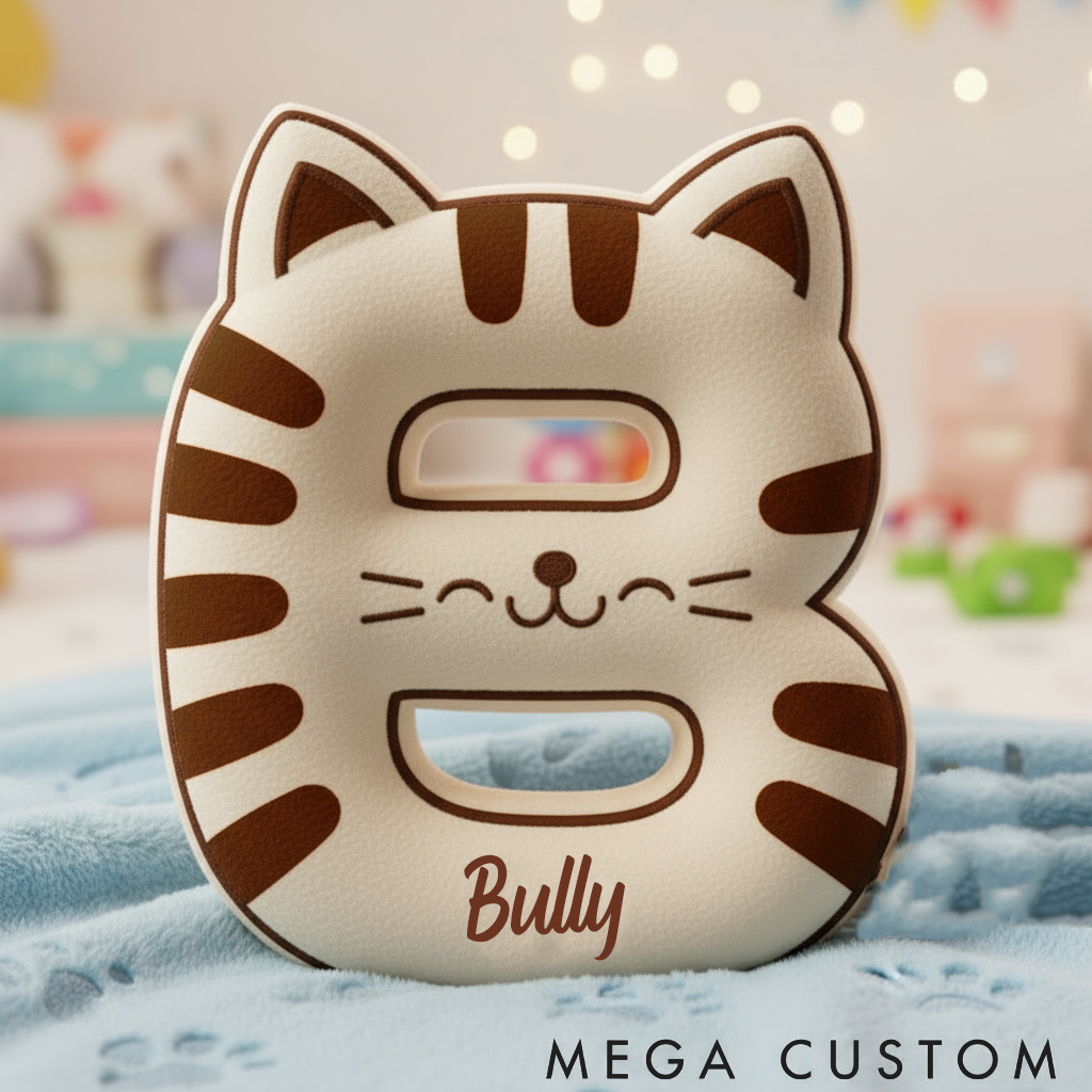 Personalized Cat Lover Letter Pillow Graphic 3D Print Pillow