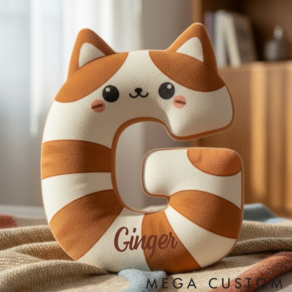 Personalized Cat Lover Cat Letter Pillow Graphic 3D Print Pillow