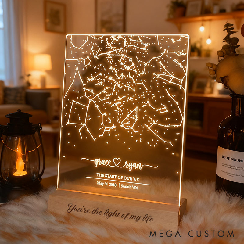 Personalized Couple Star Map by Date and Location Night Light Custom The Night Our Story Began Night Lamp for Her Constellation Map Anniversary Gift