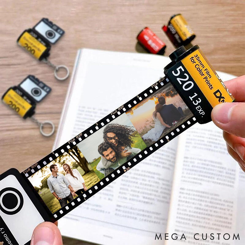 Personalized Photo Keychain Film Roll Custom Camera Roll Keyring with Couple Photo Anniversary Gift for Him Her Valentine's Day gift