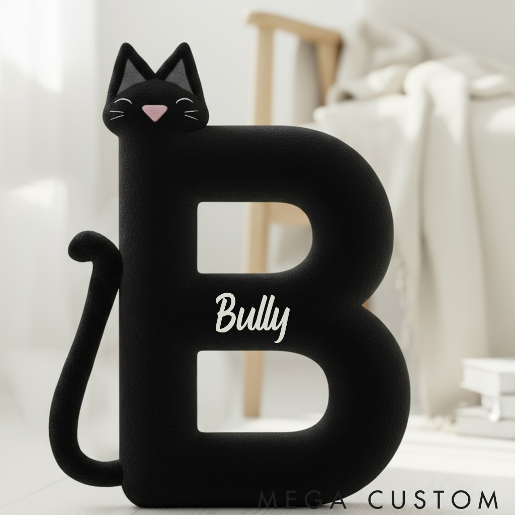 Personalized Cat Lover Cute Letter Pillow Graphic 3D Print Pillow