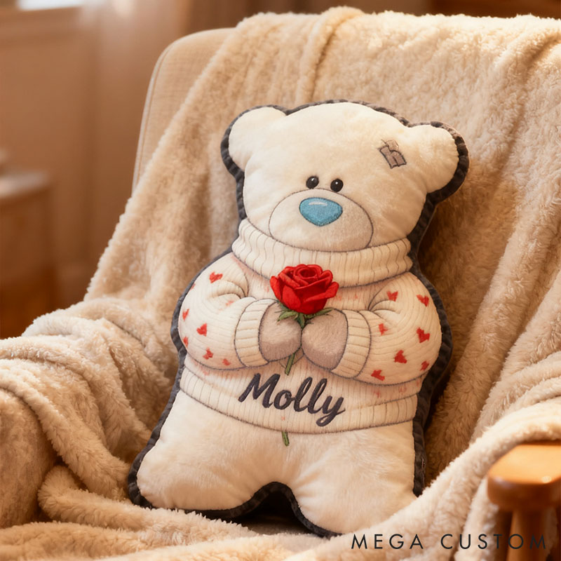 Personalized Teddy Bear Hug Pillow Girlfriend Gift Pillow Cute Bear Pillow for Girlfriend Christmas Gift Pillow