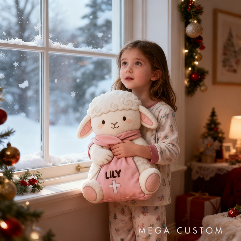 Personalized Jesus Loves me Little Lamb Graphic 3D Print Pillow with Name Home Decor Christian Pillow Religious Gift Faith Pillow for Girls