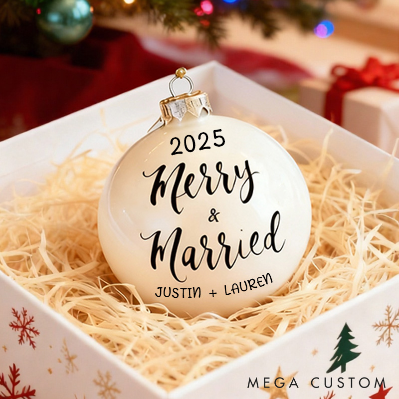 Personalized Merry and Married Ornament Custom Couple 1st Christmas Ornament Newlywed Christmas Gift Decor