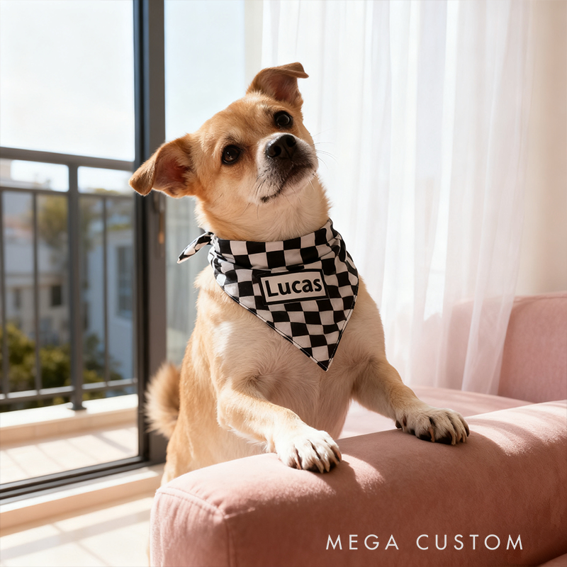 Personalized Checkered Bandana Custom Name Design Unique Gift for Racers and Racing Lovers