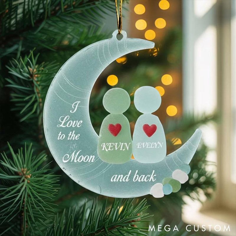 [Copy]Personalized Sea Glass-Style Couple Chrismas 2D Flag Couple Swing Design Ornament Chrismas Decoration with Names Chrismas Gift for Husband Wife