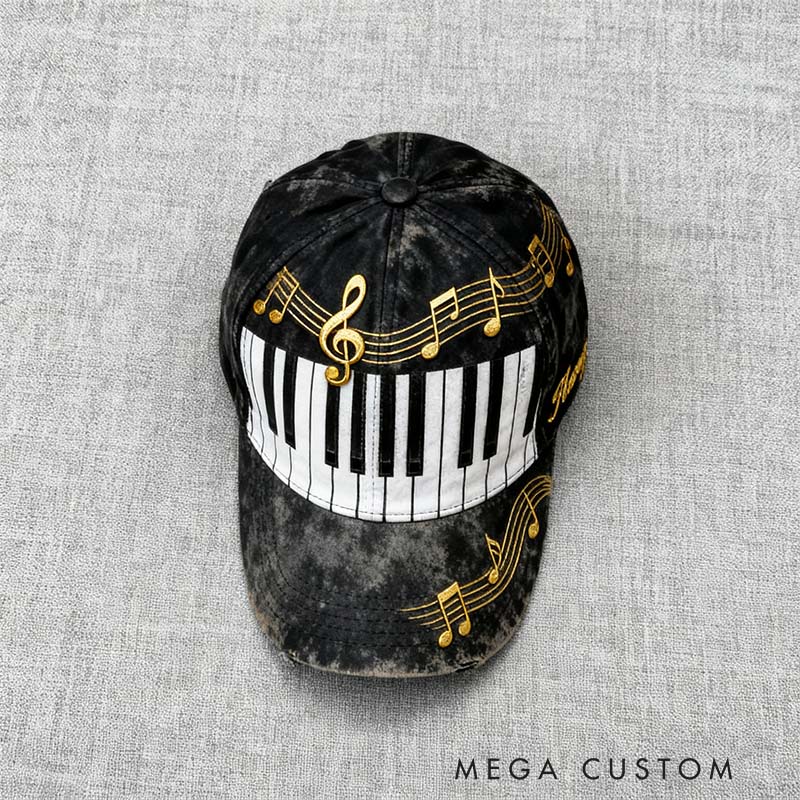 Personalized Graphic 3D Print Piano Baseball Cap with Your Name for Music Lover Perfect Gift for Birthday Holiday Concert Christmas