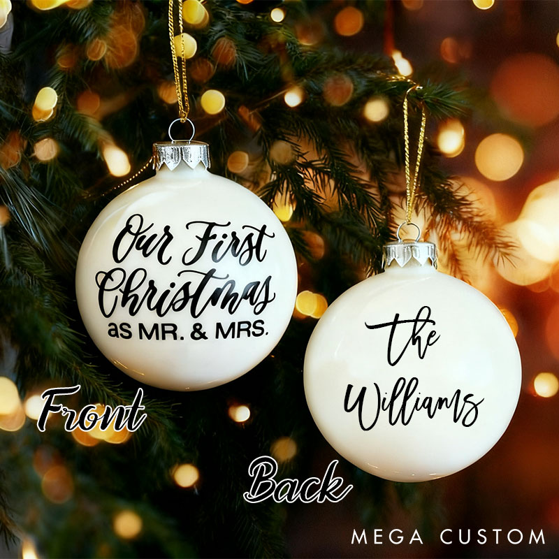 Personalized Couple Wedding Ornament Our First Christmas Bulb Ball Newlywed Xmas Gift Ball Couple Christmas Decor