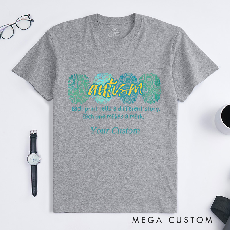 Personalized Autism Awareness Each Print Tells A Different Story Inclusion Advocacy T-Shirt  