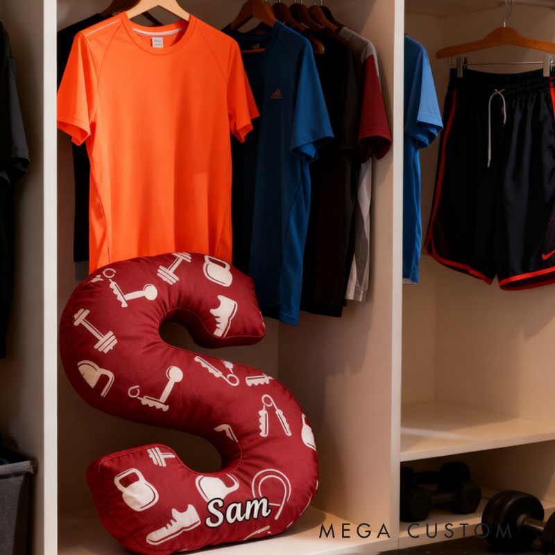 Personalized Fitness Letter Pillow Graphic 3D Print Funny Letter Pillow Custom Name Pillow Comfortable Christmas Decor for Gym Lovers