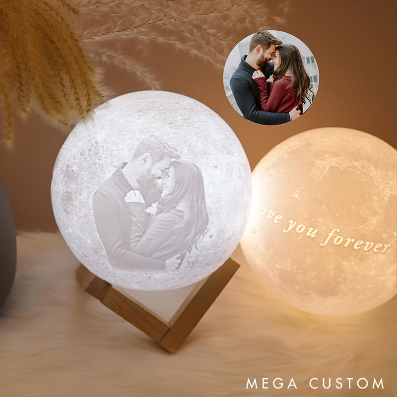 Personalized Couple Photo Moon Night Light Custom Moon Touch Lamp form Your Own Picture 3D Printed Lunar Led Table Lamp Anniversary Christmas Gift