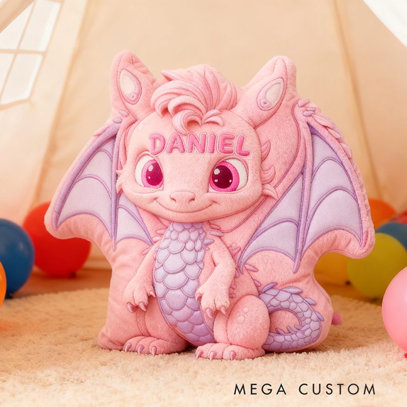 Personalized Cute Little Dinosaur with Name Graphic 3D Print Pillow Christmas Gift for Kids Birthday Gift