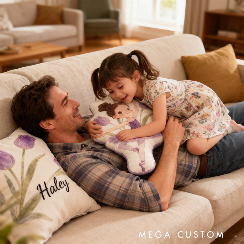 Personalized Ballet Dancers Tulip Pillow with Your Own Name Soft Stuffed Toy for Kids Unique Decorative Cushion for Girls' Room and Dance Studio